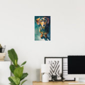 Dachshund-Wasserfarbenporträt Poster (Heimbüro)