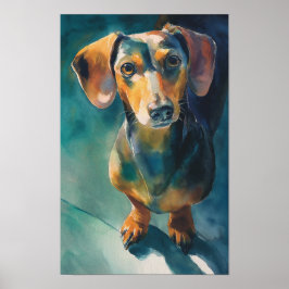 Dachshund-Wasserfarbenporträt Poster