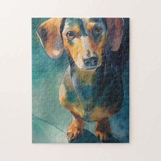 Dachshund-Wasserfarbenporträt Puzzle (Vertikal)