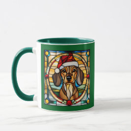 Dachshund-Weihnachten-Buntglas Tasse