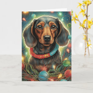 Dachshund Weihnachten – Eingewickelt in Weihnachts Karte