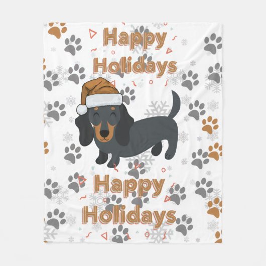 Dachshund Weihnachten Fleecedecke (Vorderseite)