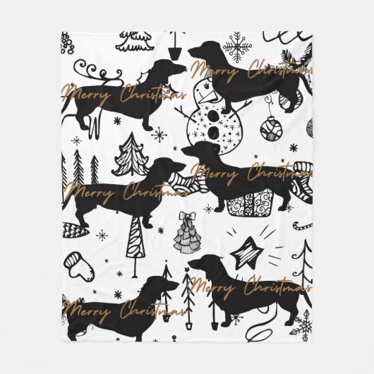 Dachshund Weihnachten Fleecedecke (Vorderseite)