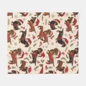 Dachshund Weihnachten Fleecedecke (Vorderseite (Horizontal))