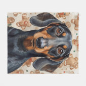 Dachshund Weihnachten Fleecedecke (Vorderseite (Horizontal))