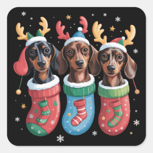 Dachshund Weihnachten Hunde Liebhaber Geschenk Url Quadratischer Aufkleber
