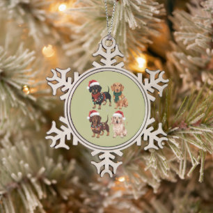 Dachshund Weihnachten Hundemutter Liebhaber Weihna Schneeflocken Zinn-Ornament
