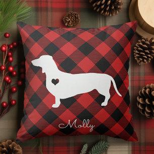 Dachshund Weihnachten Kariert Hunde Name Kissen