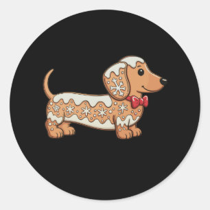 Dachshund Weihnachten Lebkuchen Wiener Hund Runder Aufkleber