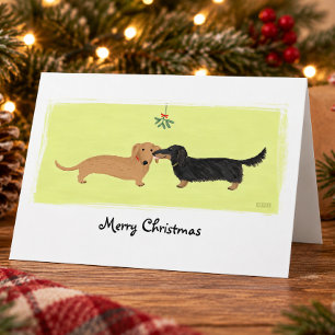 Dachshund Weihnachten Mistelzweig Kuss Liebe Hunde