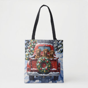 Dachshund Weihnachten Rotes Lastwagen Urlaub Tasche