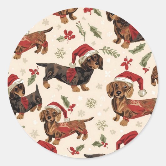 Dachshund Weihnachten Runder Aufkleber (Vorderseite)
