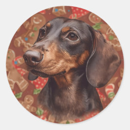 Dachshund Weihnachten Runder Aufkleber