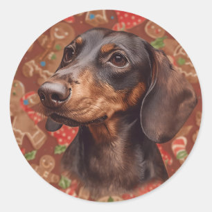 Dachshund Weihnachten Runder Aufkleber