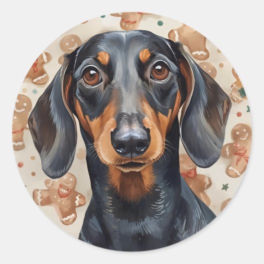 Dachshund Weihnachten Runder Aufkleber (Vorderseite)