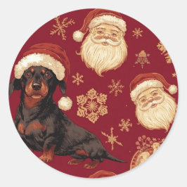 Dachshund Weihnachten Runder Aufkleber