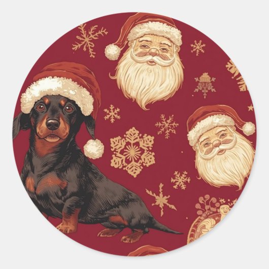 Dachshund Weihnachten Runder Aufkleber (Vorderseite)