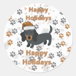 Dachshund Weihnachten Runder Aufkleber