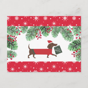 Dachshund Weihnachten Süßer Hund Schneeflocken Ste Postkarte