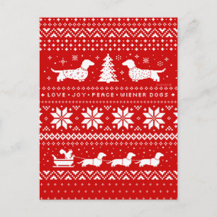 Dachshund-Weihnachts-Pullover-Muster Feiertagspostkarte