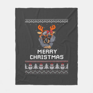 Dachshund-Weihnachts-Pullover-Übergroßes T-Shirt Fleecedecke