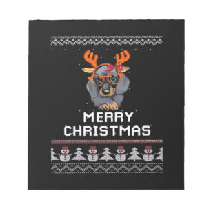 Dachshund-Weihnachts-Pullover-Übergroßes T-Shirt Notizblock