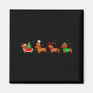 Dachshund-Weihnachts-Pyjamas für Frauen Freundin D Magnet