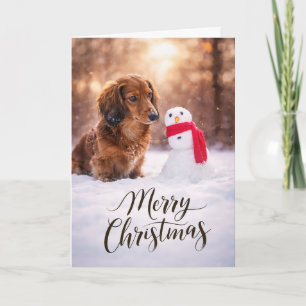 Dachshund-Weihnachts-Schneemann Feiertagskarte
