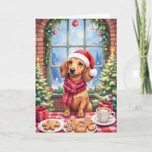 Dachshund Weihnachtsbäckerei Feiertage Winter Hund Karte