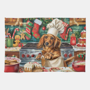 Dachshund-Weihnachtsbäckerei: Festliches Weihnacht Geschirrtuch