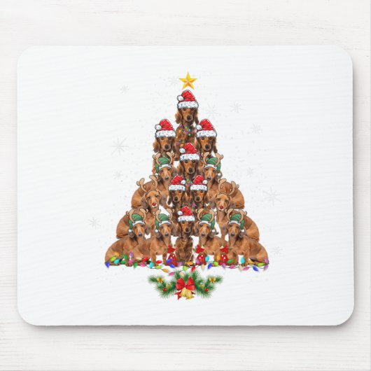 Dachshund Weihnachtsbaum Hund Xmas Lichter Pyjama Mousepad (Vorne)