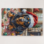 Dachshund-Weihnachtsbaum-Schmuck-Zerstörer-Hut Puzzle (Horizontal)