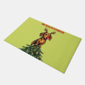 Dachshund-Weihnachtsbaum-Tischdecke Fußmatte (Schrägansicht)