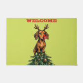 Dachshund-Weihnachtsbaum-Tischdecke Fußmatte (Vorderseite)