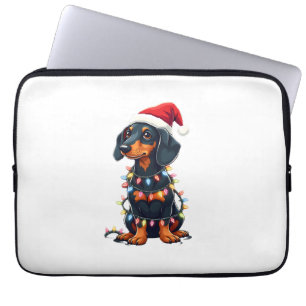 Dachshund Weihnachtsbeleuchtung Santa Hut Weihnach Laptopschutzhülle