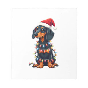 Dachshund Weihnachtsbeleuchtung Santa Hut Xmas Hun Notizblock