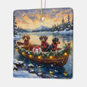 Dachshund-Weihnachtsboot-Feiertag Keramikornament (Links)