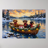 Dachshund-Weihnachtsboot-Feiertag Poster (Vorne)