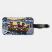 Dachshund Weihnachtsboot Urlaub Gepäckanhänger (Rückseite horizontal)