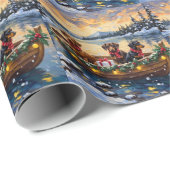 Dachshund Weihnachtsboot Urlaub Geschenkpapier (Rolleneckpunkt)