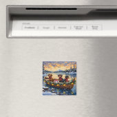 Dachshund Weihnachtsboot Urlaub Magnet (In Situ (Geschirrspüler))