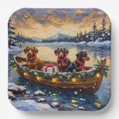Dachshund Weihnachtsboot Urlaub Pappteller (Vorderseite)