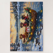 Dachshund Weihnachtsboot Urlaub Puzzle (Vertikal)