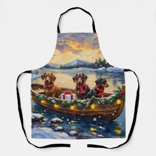 Dachshund Weihnachtsboot Urlaub Schürze