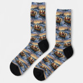 Dachshund Weihnachtsboot Urlaub Socken (Linkes Detail)