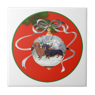 Dachshund-Weihnachtsdekoration Fliese