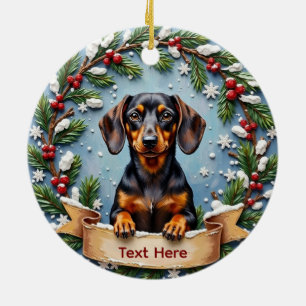 Dachshund-Weihnachtsdekoration Keramik Ornament