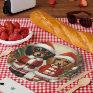 Dachshund-Weihnachtsfeier-Papierteller Pappteller