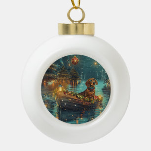 Dachshund Weihnachtsfest Reise Keramik Kugel-Ornament