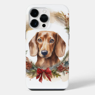 Dachshund-Weihnachtskranz Festlicher Hund iPhone 14 Pro Max Hülle